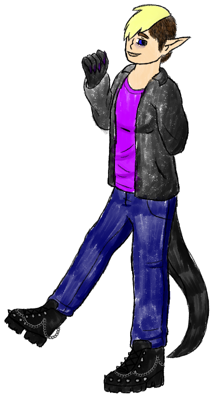 A full body chalk drawing of Ace.