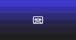 The argcoric pride flag. There are 6 stripes that are a grandiet of blue to black. There a white outline of a cassette tape in the middle.