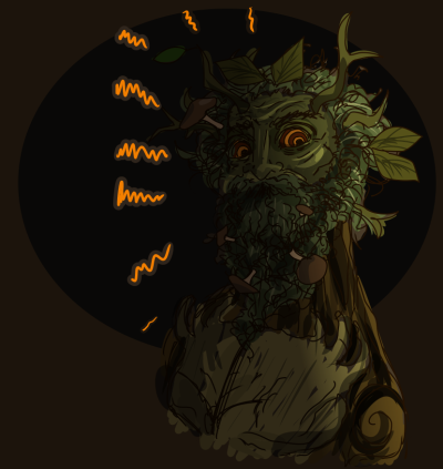 A 3/4th headshot view of Leshy.